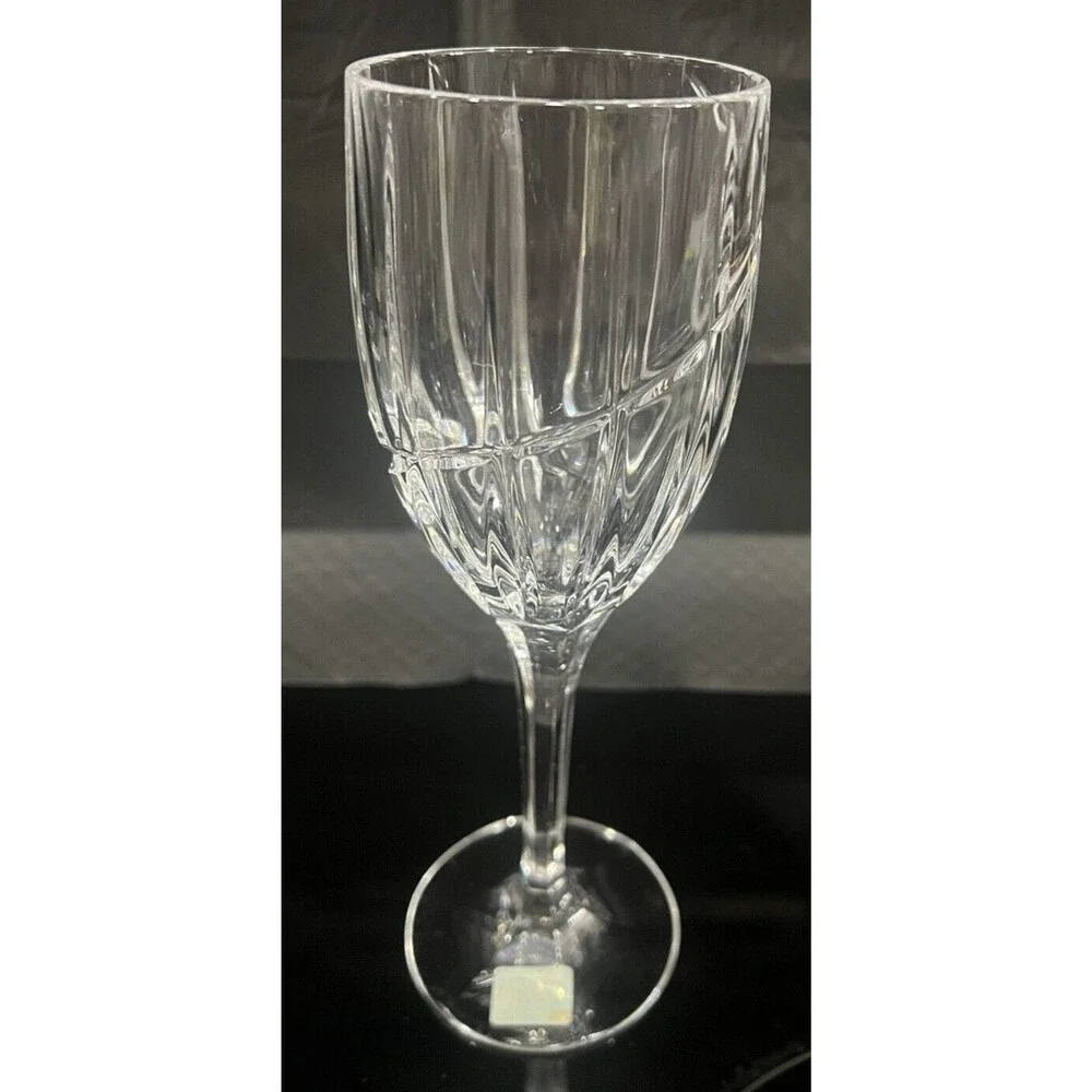 4 Vintage Mikasa Wine Goblets Uptown Crystal Glasses Vertical Cut Swirl Clear 9